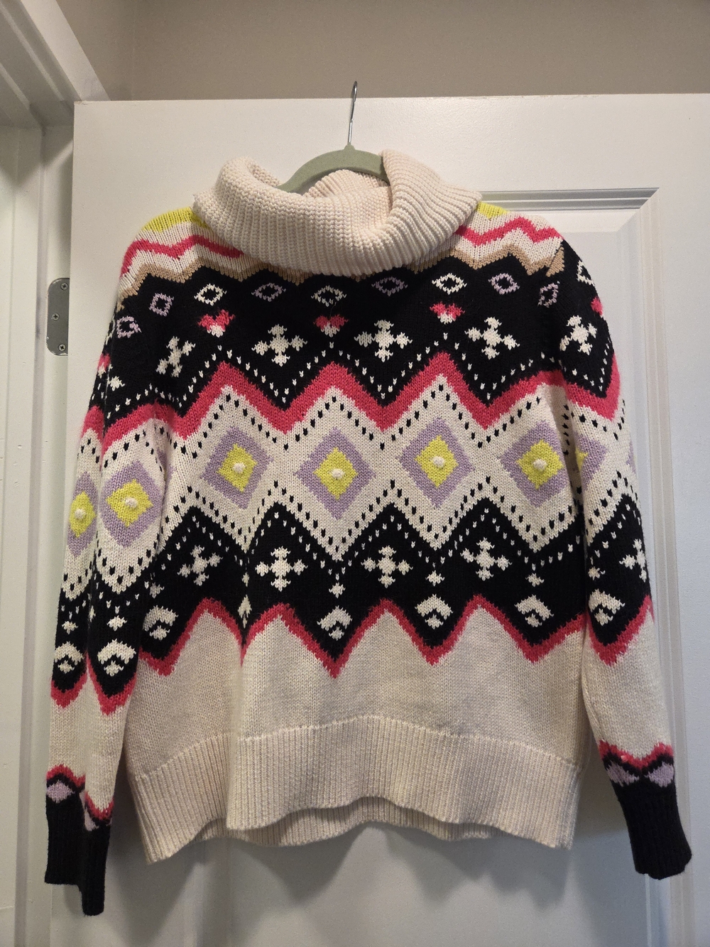Alice + Olivia Fair Isle Wool Blend Turtleneck Sweater Medium